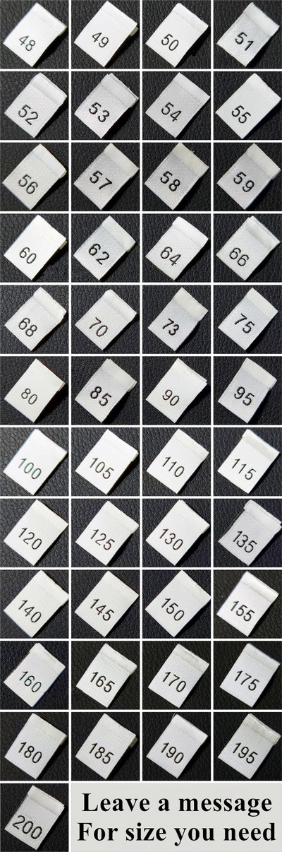 500 komada XXS~7XL crni i bijeli damast velike gustoće Oznake s brojevima veličine Izrežite i presavijte izvezenu odjeću Culotte naljepnice za njegu