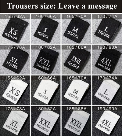 500 komada XXS~7XL crni i bijeli damast velike gustoće Oznake s brojevima veličine Izrežite i presavijte izvezenu odjeću Culotte naljepnice za njegu