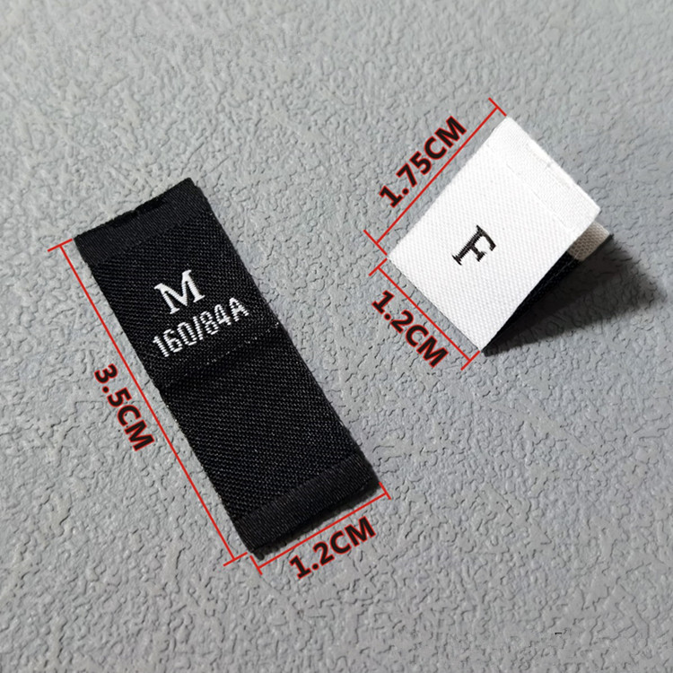 500 komada XXS~7XL crni i bijeli damast velike gustoće Oznake s brojevima veličine Izrežite i presavijte izvezenu odjeću Culotte naljepnice za njegu