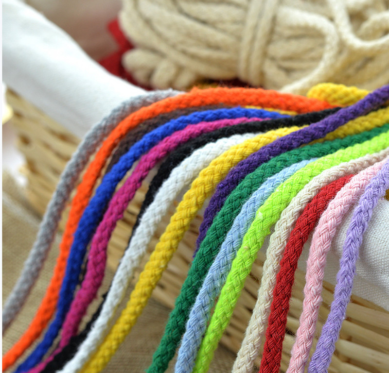 20 meetrit/partii 5 mm puuvillased köied Käsitöö dekoratiivne keerdniit DIY käsitsi valmistatud käsitöötarvikud kodukaunistuse nööride hulgimüük