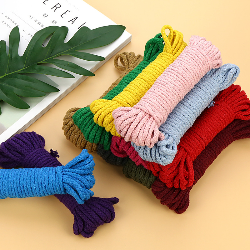 20 meetrit/partii 5 mm puuvillased köied Käsitöö dekoratiivne keerdniit DIY käsitsi valmistatud käsitöötarvikud kodukaunistuse nööride hulgimüük