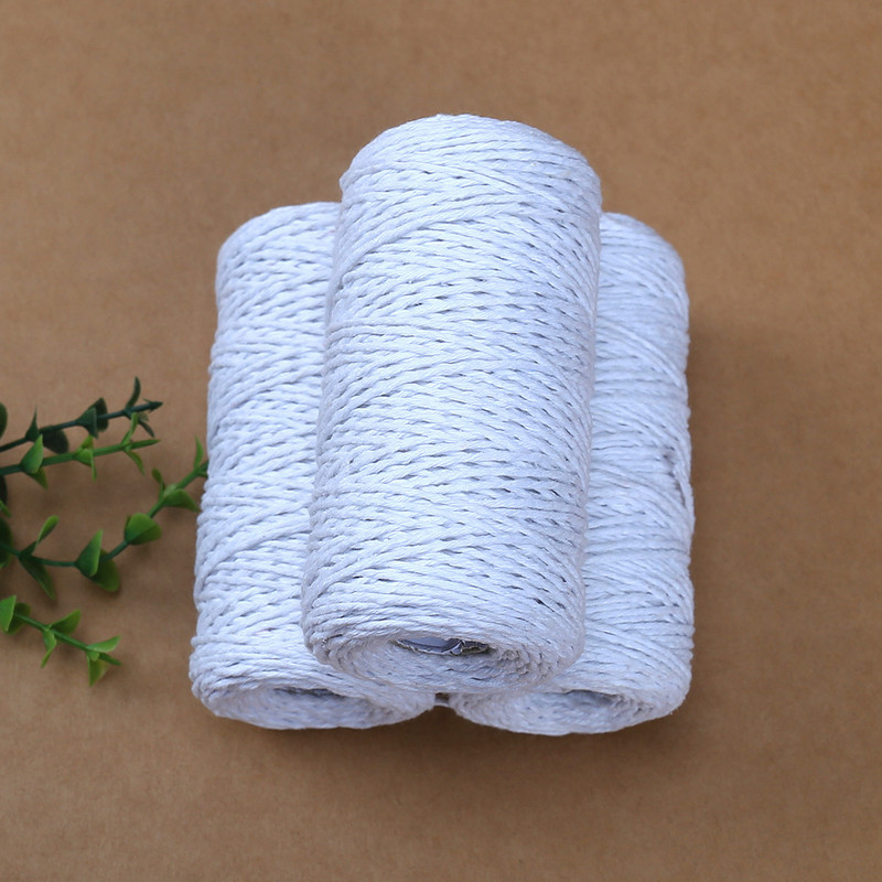 100 m/rolka 2 mm biele bavlnené lano, krútené špagátové šnúrky, lano na bytové dekorácie, ručne vyrobené, festivalové, vianočné, DIY darčekové balenie