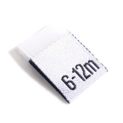Etichete pentru mărimea numărului din poliester Etichete pentru îmbrăcăminte pentru bebeluși dreptunghi etichete albe țesute țesătură îmbrăcăminte DIY cusut 4cm x 1.2cm, 100 buc