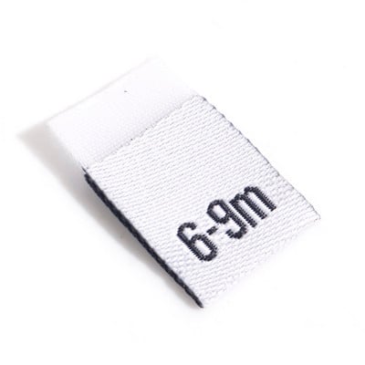 Etichete pentru mărimea numărului din poliester Etichete pentru îmbrăcăminte pentru bebeluși dreptunghi etichete albe țesute țesătură îmbrăcăminte DIY cusut 4cm x 1.2cm, 100 buc