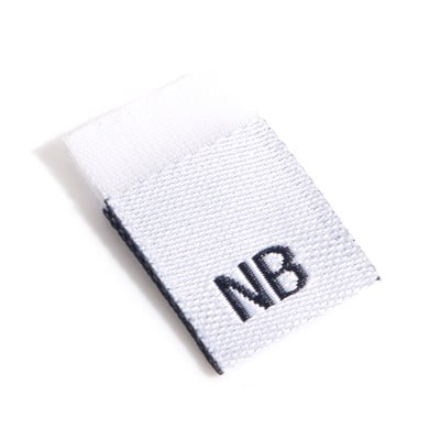 Etichete pentru mărimea numărului din poliester Etichete pentru îmbrăcăminte pentru bebeluși dreptunghi etichete albe țesute țesătură îmbrăcăminte DIY cusut 4cm x 1.2cm, 100 buc