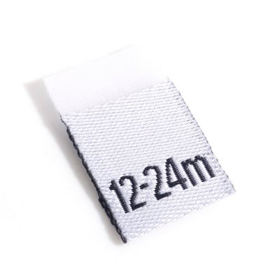 Etichete pentru mărimea numărului din poliester Etichete pentru îmbrăcăminte pentru bebeluși dreptunghi etichete albe țesute țesătură îmbrăcăminte DIY cusut 4cm x 1.2cm, 100 buc
