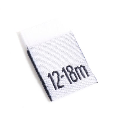 Etichete pentru mărimea numărului din poliester Etichete pentru îmbrăcăminte pentru bebeluși dreptunghi etichete albe țesute țesătură îmbrăcăminte DIY cusut 4cm x 1.2cm, 100 buc