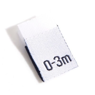 Etichete pentru mărimea numărului din poliester Etichete pentru îmbrăcăminte pentru bebeluși dreptunghi etichete albe țesute țesătură îmbrăcăminte DIY cusut 4cm x 1.2cm, 100 buc