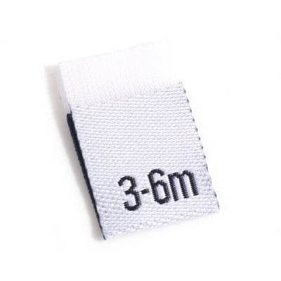 Etichete pentru mărimea numărului din poliester Etichete pentru îmbrăcăminte pentru bebeluși dreptunghi etichete albe țesute țesătură îmbrăcăminte DIY cusut 4cm x 1.2cm, 100 buc