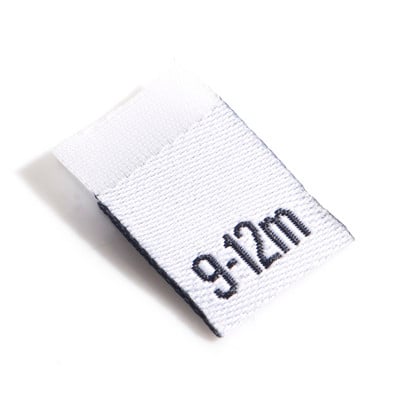 Etichete pentru mărimea numărului din poliester Etichete pentru îmbrăcăminte pentru bebeluși dreptunghi etichete albe țesute țesătură îmbrăcăminte DIY cusut 4cm x 1.2cm, 100 buc