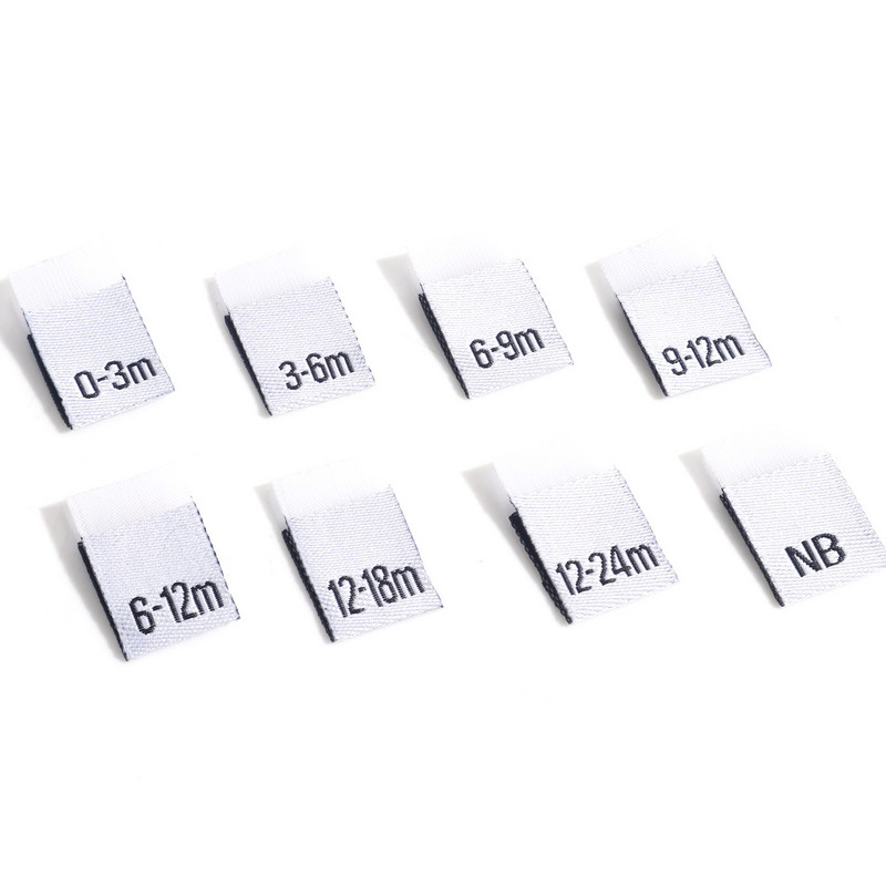 Etichete pentru mărimea numărului din poliester Etichete pentru îmbrăcăminte pentru bebeluși dreptunghi etichete albe țesute țesătură îmbrăcăminte DIY cusut 4cm x 1.2cm, 100 buc