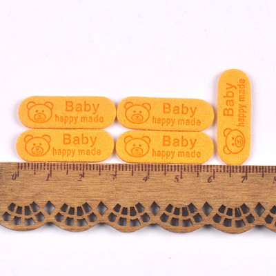 50 db Ruha baba medve mintás címkék dombornyomott címkék barkácsolás zászlós címke ruhavarró kiegészítőkhöz30x10mm cp3509