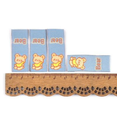 50db Vegyes nyúl/medve rajzfilm hímző címke varrás kiegészítők ruhatáskákhoz Mosható ápolócímke Kézzel készített barkács kézműves c3209