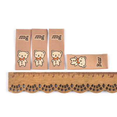 50db Vegyes nyúl/medve rajzfilm hímző címke varrás kiegészítők ruhatáskákhoz Mosható ápolócímke Kézzel készített barkács kézműves c3209