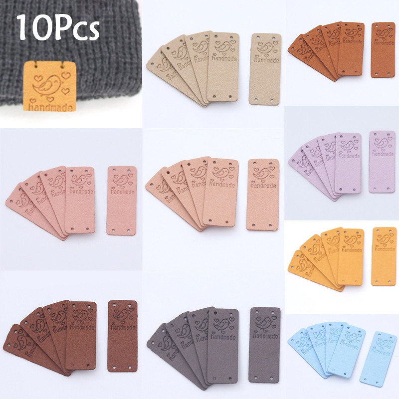 10 komada ručno izrađenih s naljepnicama ljubavnih ptica Oznake za odjeću Ručno izrađene naljepnice od PU kože DIY šeširi Torbe Oznake za šivanje Odjevni dodaci