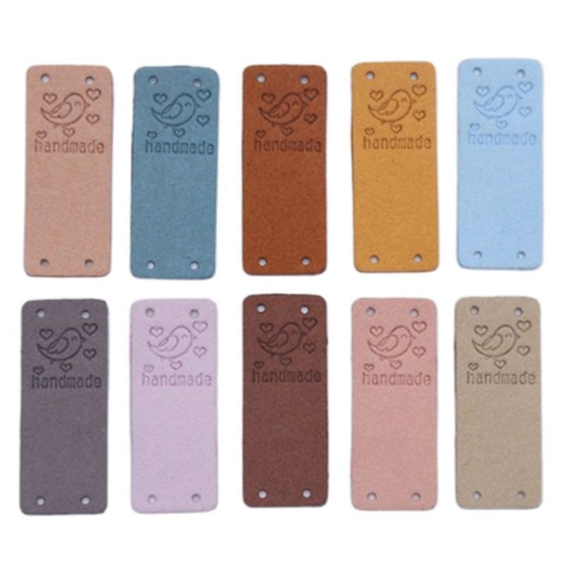 10 komada ručno izrađenih s naljepnicama ljubavnih ptica Oznake za odjeću Ručno izrađene naljepnice od PU kože DIY šeširi Torbe Oznake za šivanje Odjevni dodaci