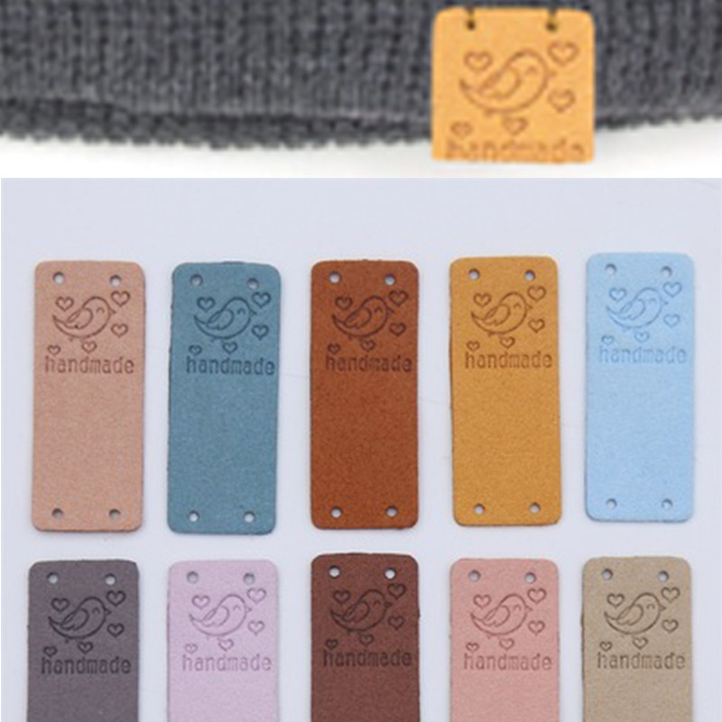 10 komada ručno izrađenih s naljepnicama ljubavnih ptica Oznake za odjeću Ručno izrađene naljepnice od PU kože DIY šeširi Torbe Oznake za šivanje Odjevni dodaci