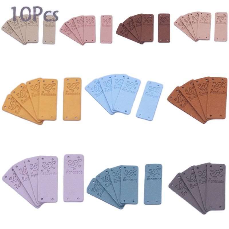 10 komada ručno izrađenih s naljepnicama ljubavnih ptica Oznake za odjeću Ručno izrađene naljepnice od PU kože DIY šeširi Torbe Oznake za šivanje Odjevni dodaci