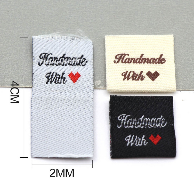 50kom Ručno rađene naljepnice za odjeću Ručno rađene s ljubavnim oznakama za šešire Presavijte naljepnice za odjeću Šivajte rukotvorine Dodaci za pletenje 2x4CM