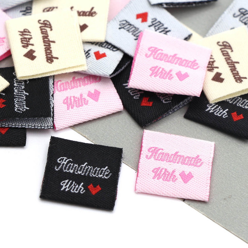50kom Ručno rađene naljepnice za odjeću Ručno rađene s ljubavnim oznakama za šešire Presavijte naljepnice za odjeću Šivajte rukotvorine Dodaci za pletenje 2x4CM