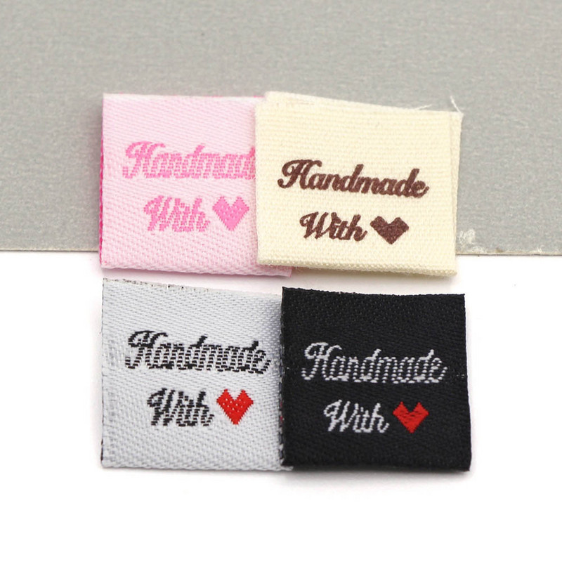 50kom Ručno rađene naljepnice za odjeću Ručno rađene s ljubavnim oznakama za šešire Presavijte naljepnice za odjeću Šivajte rukotvorine Dodaci za pletenje 2x4CM