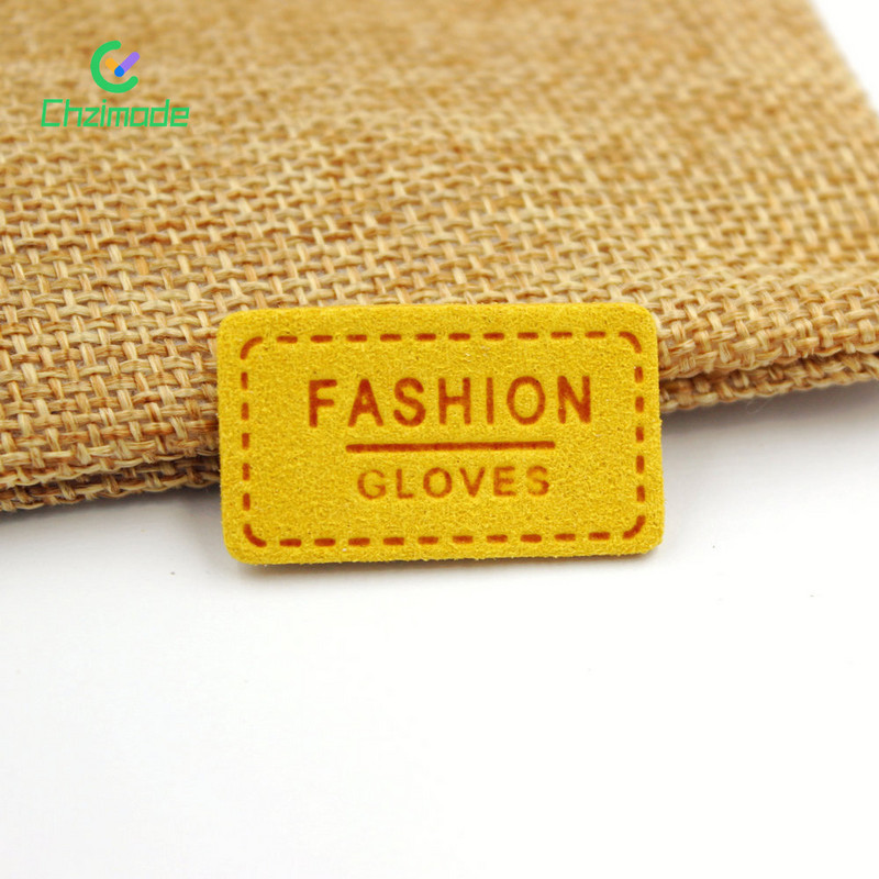 50 buc etichete pentru mănuși de modă etichete de cusut din piele PU etichetă de imprimare cu litere de pisică pentru mănuși lucrate manual/pălărie tricotată etichetă de îmbrăcăminte artizanat