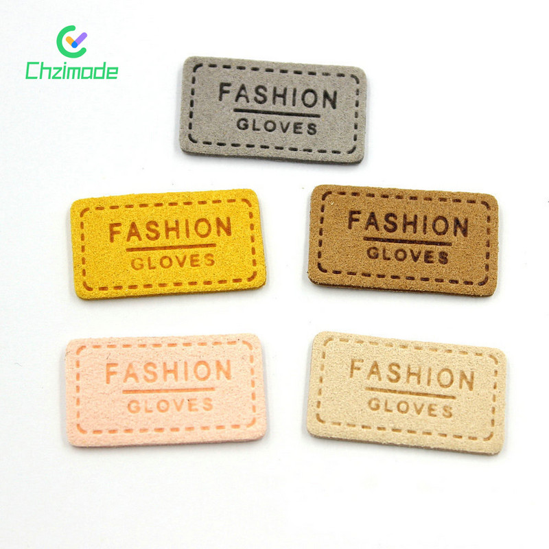 50 buc etichete pentru mănuși de modă etichete de cusut din piele PU etichetă de imprimare cu litere de pisică pentru mănuși lucrate manual/pălărie tricotată etichetă de îmbrăcăminte artizanat