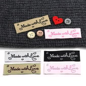 20kom Pamučne etikete izrađene s ljubavlju Tkane etikete za pletene kape Šalovi Ručno izrađene etikete Etikete za odjeću Dodaci za šivanje 48x16MM
