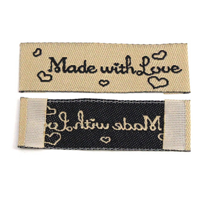 20kom Pamučne etikete izrađene s ljubavlju Tkane etikete za pletene kape Šalovi Ručno izrađene etikete Etikete za odjeću Dodaci za šivanje 48x16MM