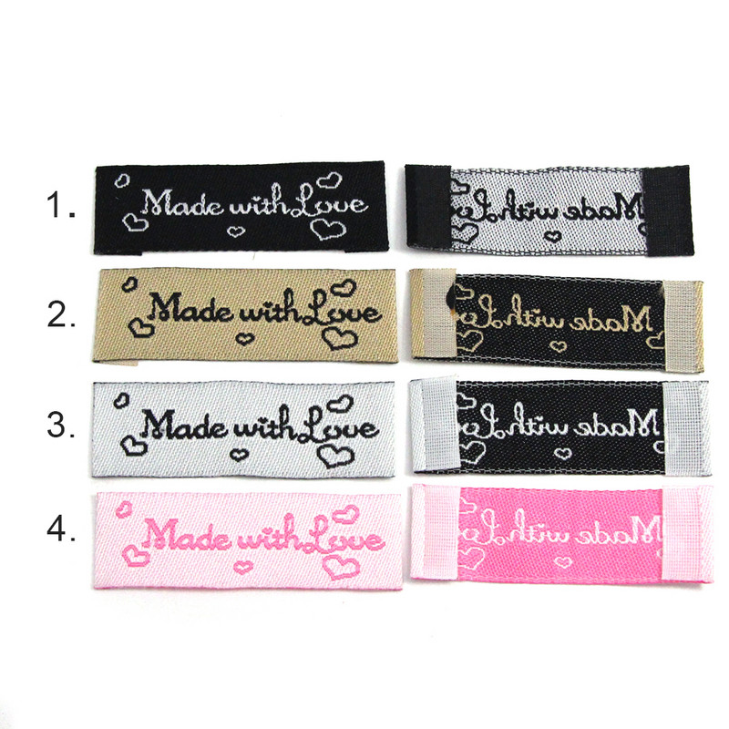 20kom Pamučne etikete izrađene s ljubavlju Tkane etikete za pletene kape Šalovi Ručno izrađene etikete Etikete za odjeću Dodaci za šivanje 48x16MM