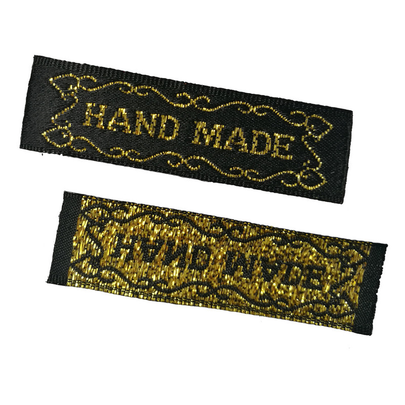 100 db/tétel szatén kézzel készített ruházati címkék ruházati címkék kalaphoz Fényes arany kézzel készített ruházati címke Kézzel készített ajándékcímke