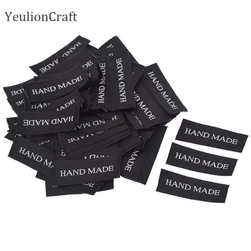 Chzimade 100 ks/lot ručne vyrábané štítky na oblečenie, tkané reliéfne látkové štítky na odevy, šijacie materiály