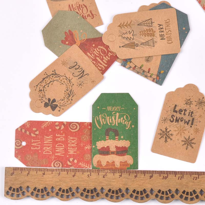 50 kom. Oznaka od kraft papira za kutiju slatkiša Ukras za božićno drvce Oslikane oznake za privjeske Oznake za darove Naljepnice za DIY ručno izrađene dekoracije za zabave c3010