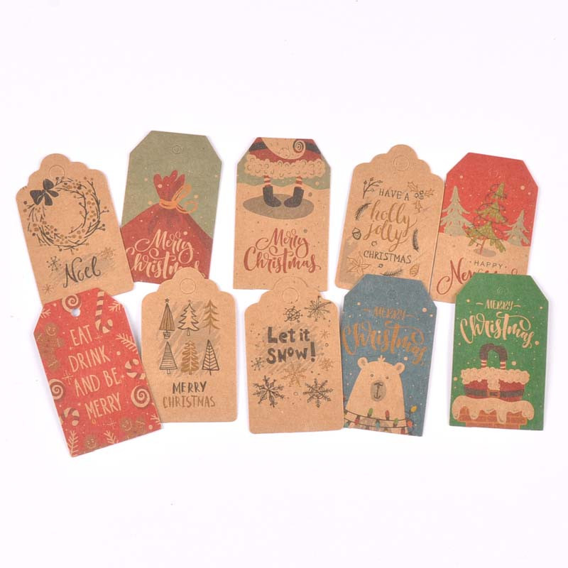 50 kom. Oznaka od kraft papira za kutiju slatkiša Ukras za božićno drvce Oslikane oznake za privjeske Oznake za darove Naljepnice za DIY ručno izrađene dekoracije za zabave c3010