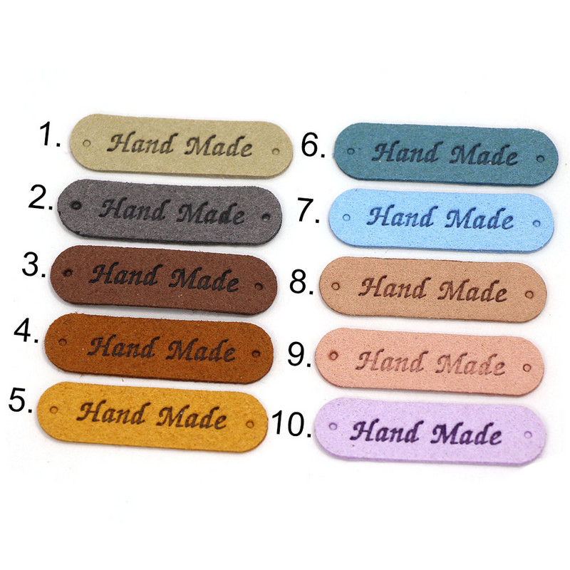 20kom Ručno izrađene naljepnice Oznake Šarena PU kožna Ručno izrađena oznaka odjeće Naljepnica za pletenje DIY Poklon torba Dodaci za šivanje šešira 45x13MM