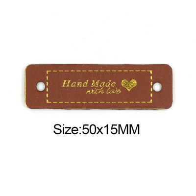 50Pcs Pravokutnik Ručno izrađen s ljubavnim naljepnicama Kožne oznake Etiketa za odjeću DIY rukotvorine Materijali za šivanje DIY rukotvorine za torbe Cipele