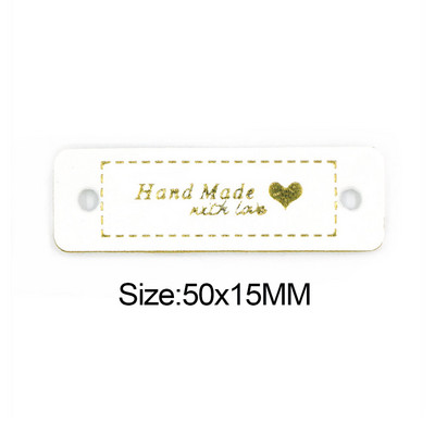50Pcs Pravokutnik Ručno izrađen s ljubavnim naljepnicama Kožne oznake Etiketa za odjeću DIY rukotvorine Materijali za šivanje DIY rukotvorine za torbe Cipele