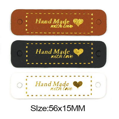 50Pcs Pravokutnik Ručno izrađen s ljubavnim naljepnicama Kožne oznake Etiketa za odjeću DIY rukotvorine Materijali za šivanje DIY rukotvorine za torbe Cipele