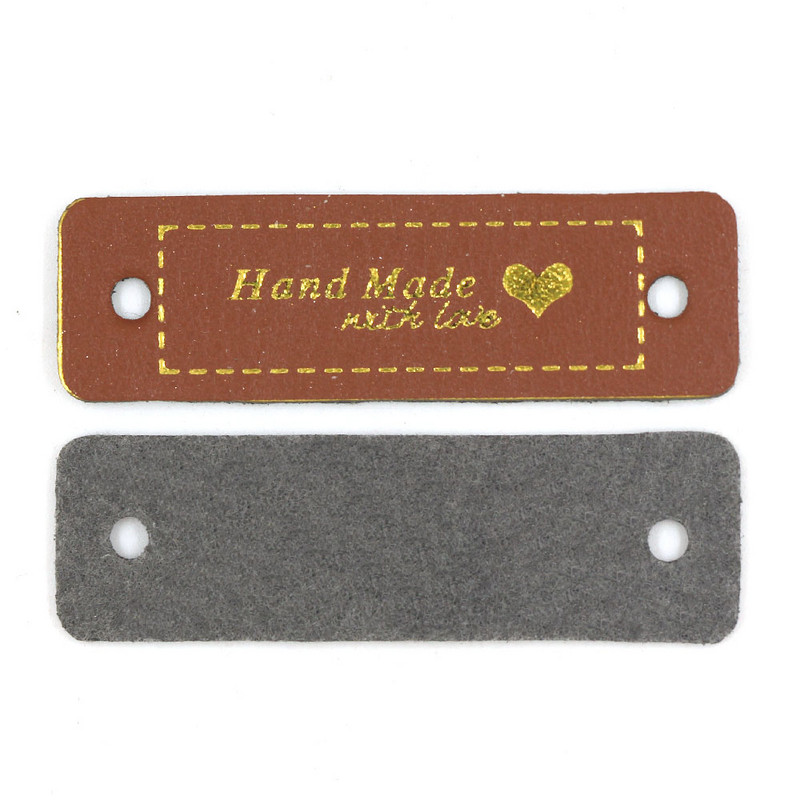 50Pcs Pravokutnik Ručno izrađen s ljubavnim naljepnicama Kožne oznake Etiketa za odjeću DIY rukotvorine Materijali za šivanje DIY rukotvorine za torbe Cipele