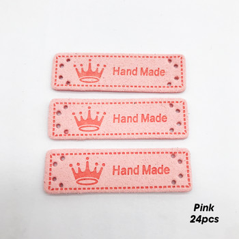 16 опции Crown Logo Ръчно изработени етикети от Pu кожа за шиене на ръка за дрехи Ръчно изработени кожени етикети за подарък Етикет с име