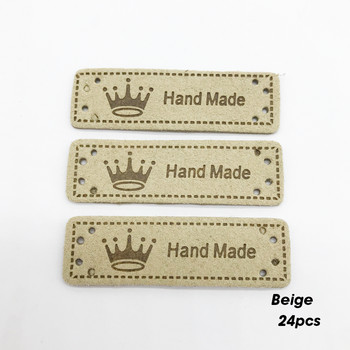 16 опции Crown Logo Ръчно изработени етикети от Pu кожа за шиене на ръка за дрехи Ръчно изработени кожени етикети за подарък Етикет с име