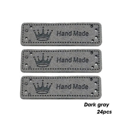 16 parinkčių Karūnos logotipas Rankų darbo PU odos siuvimo etiketės rankomis rūbams Rankų darbo odinės etiketės dovanų pavadinimo etiketėje