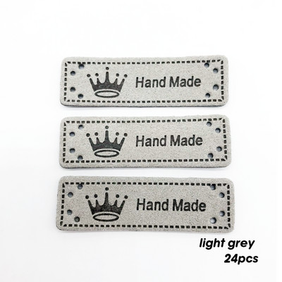 16 parinkčių Karūnos logotipas Rankų darbo PU odos siuvimo etiketės rankomis rūbams Rankų darbo odinės etiketės dovanų pavadinimo etiketėje