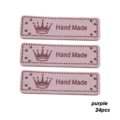 16 parinkčių Karūnos logotipas Rankų darbo PU odos siuvimo etiketės rankomis rūbams Rankų darbo odinės etiketės dovanų pavadinimo etiketėje