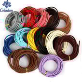 Módna 13 farieb 5 m/sada Priemer 3 mm Okrúhly tvar pravej koženej šnúrky na ručne vyrobené doplnky