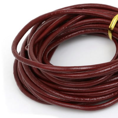 Módna 13 farieb 5 m/sada Priemer 3 mm Okrúhly tvar pravej koženej šnúrky na ručne vyrobené doplnky