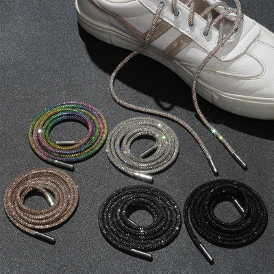 Luxury Rhinestone Shoelaces Rainbow Diamond Shoe laces Sneakers Laces Shoes Round Shoelace 100/120/140/160CM 1Pc DIY Strings