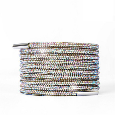 Luksusa Rhinestone kurpju šņores Rainbow Diamond apavu šņores kedas Šņores Apavi Apaļas kurpju auklas 100/120/140/160CM 1Gb DIY Strings
