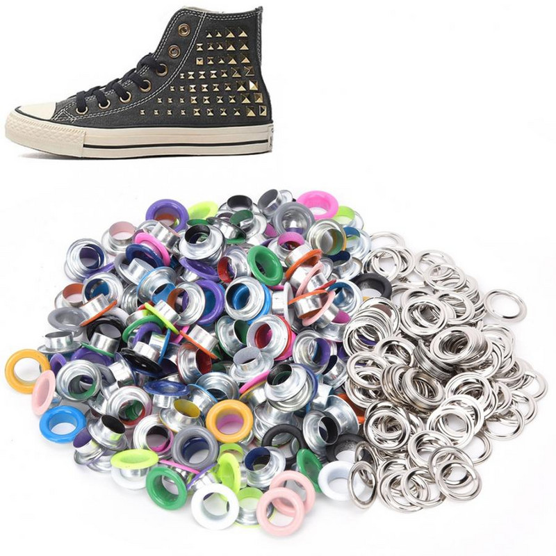 200db fém fűzőlyuk vas színes fém gyűrűs barkácstáska cipő ruha dekoráció 8mm/10mm 200db alátéttel