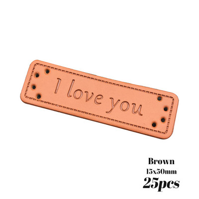 25 vnt „Spot I Love You“ Maža odinė drabužių etiketė Rankų darbo „Pu“ odos etiketės skarai su „I Love You“ etiketė dovanai